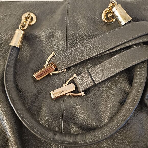 Kristen Bell for Erica Anenberg Sutton Grey Leather GoldTote Boho Bag W/dust bag - Picture 8 of 13